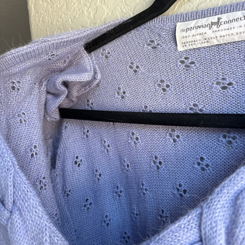 Peruvian Connection 100% Alpaca Womens M Purple Surplice Braided Knit Sweater - Picture 8 of 12